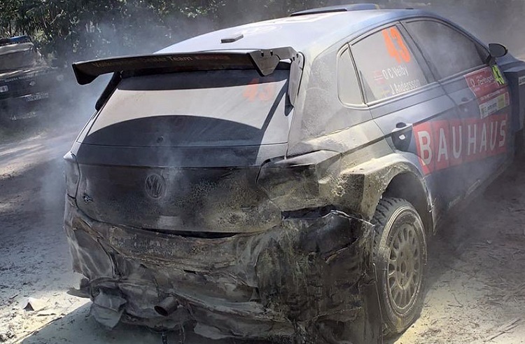 Der VW Polo GTI R5 von Christian Ole Veiby brannte in Portugal