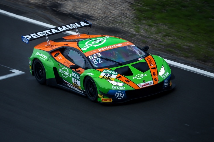 Gewinnt am Sonntag beim ADAC GT Masters am Nürburgring: Der Lamborghini Huracán GT3 von GRT