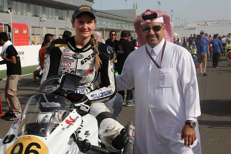 Nina Prinz mit QMMF-Präsident Nasser Khalifa Al-Attiya 
