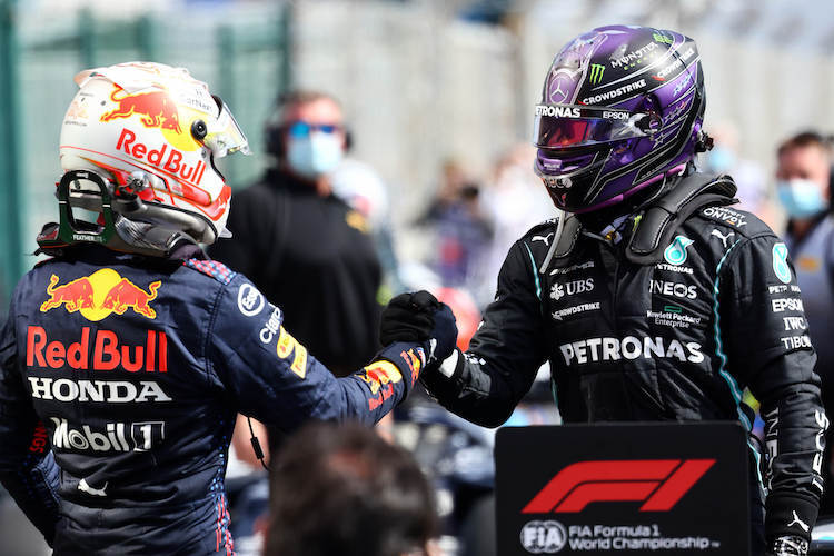 Max Verstappen und Lewis Hamilton