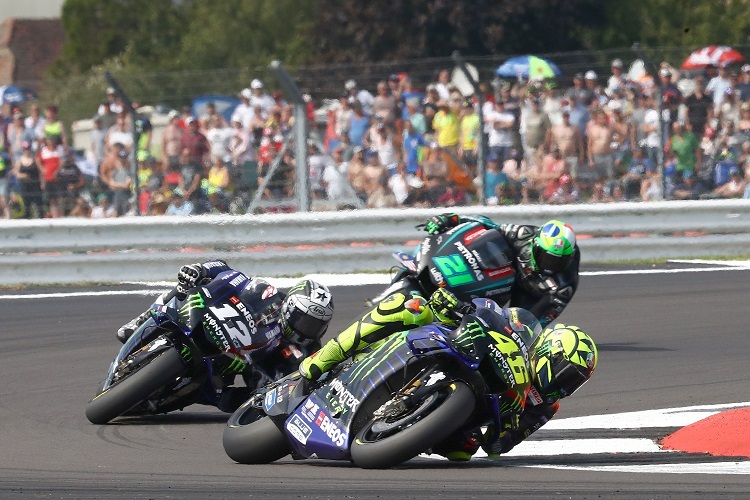 Valentino Rossi, Maverick Viñales und Franco Morbidelli in Silverstone