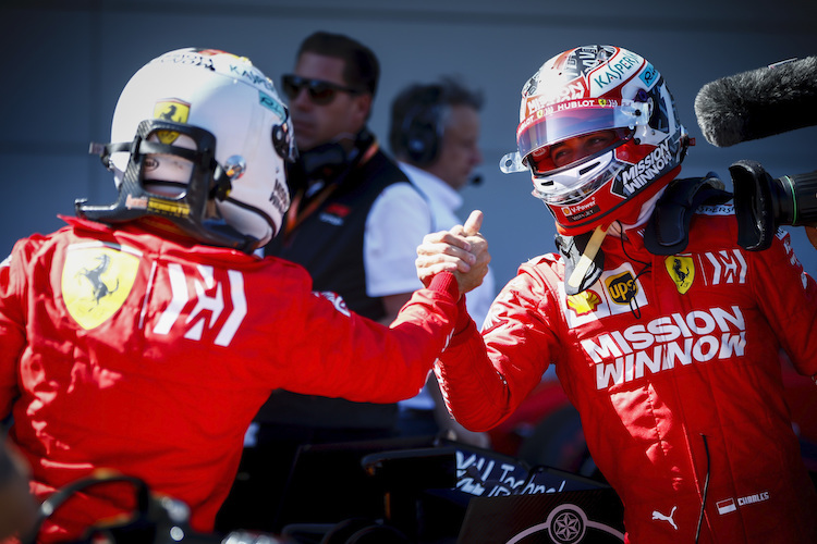 Die Ferrari-Fahrer Vettel und Leclerc