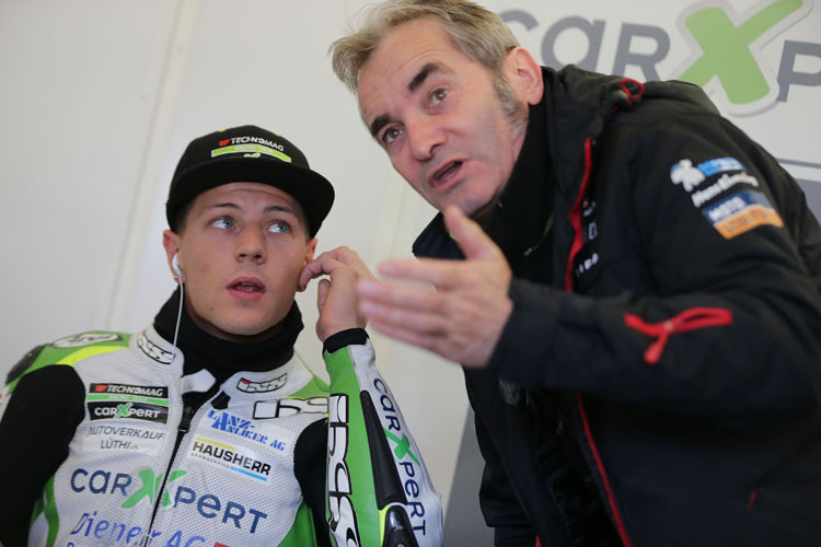 Domi Aegerter und Techniker Gilles Bigot