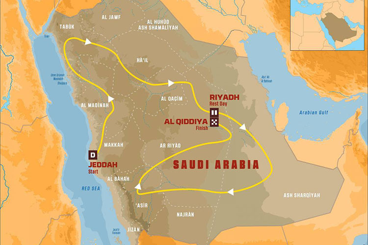 Die Route der Dakar-Rallye 2020