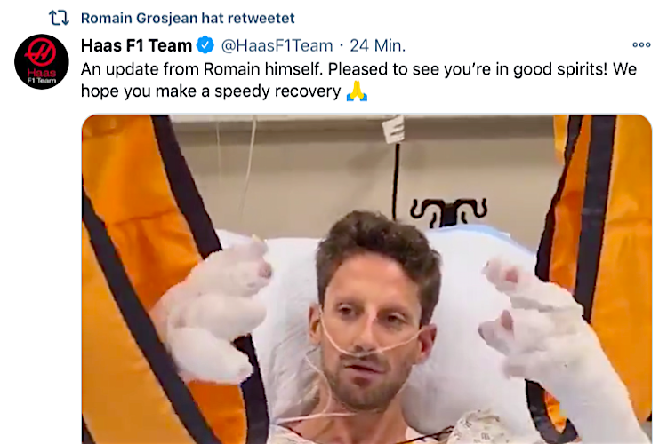 Romain Grosjean im Krankenhaus