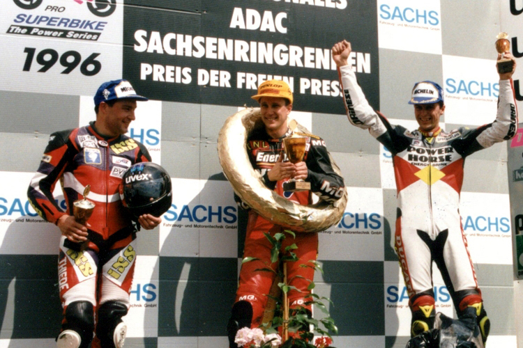 Sachsenring 1996: Roger Kellenberger, Christer Lindholm und Andreas Meklau (v.l.)