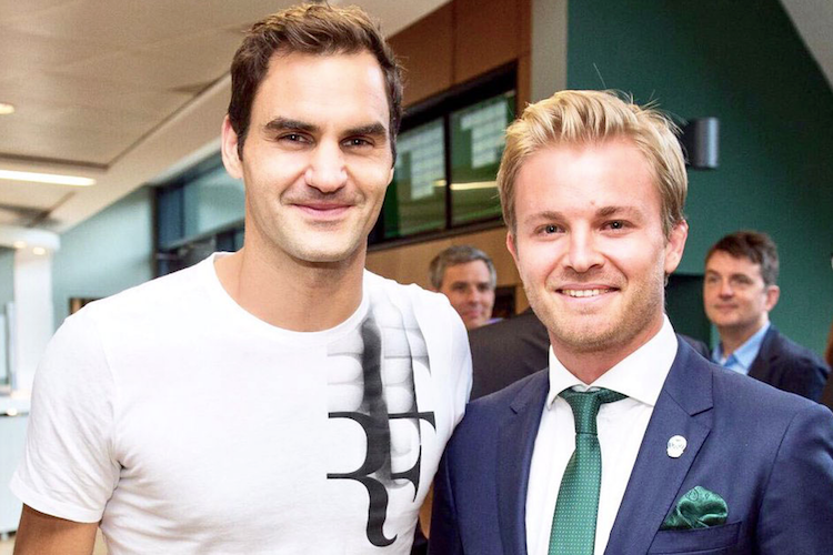 Roger Federer und Nico Rosberg in Wimbledon