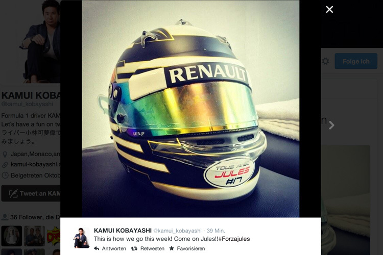Kamui Kobayashis Helm mit dem Kleber für Bianchi