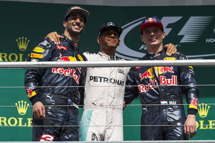 Ricciardo, Hamilton, Verstappen