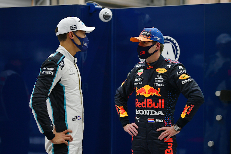 George Russell und Max Verstappen