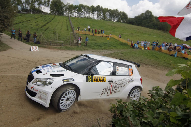 Christian Riedmann im «VW»-Skoda bei der Rallye Deutschland