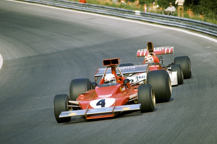 Arturo Merzario (Ferrari) vor Clay Regazzoni (BRM) auf dem Österreichring 1973