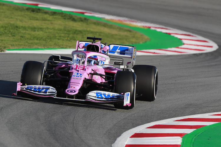 Lance Stroll im 2020er Auto von Racing Point, bei den Wintertests in Spanien