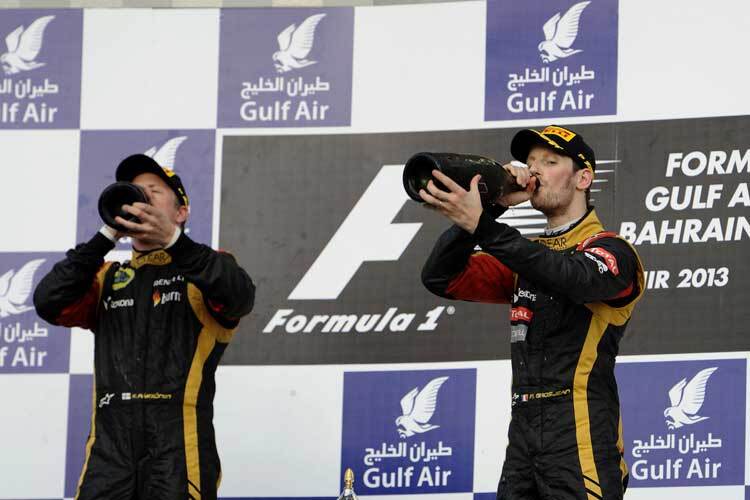 Kimi Räikkönen und Romain Grosjean gemeinsam auf dem Podium