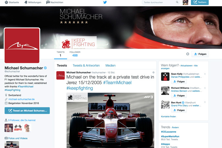 Michael Schumacher ist nun auf Twitter