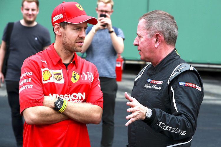 Martin Brundle (rechts) mit Sebastian Vettel