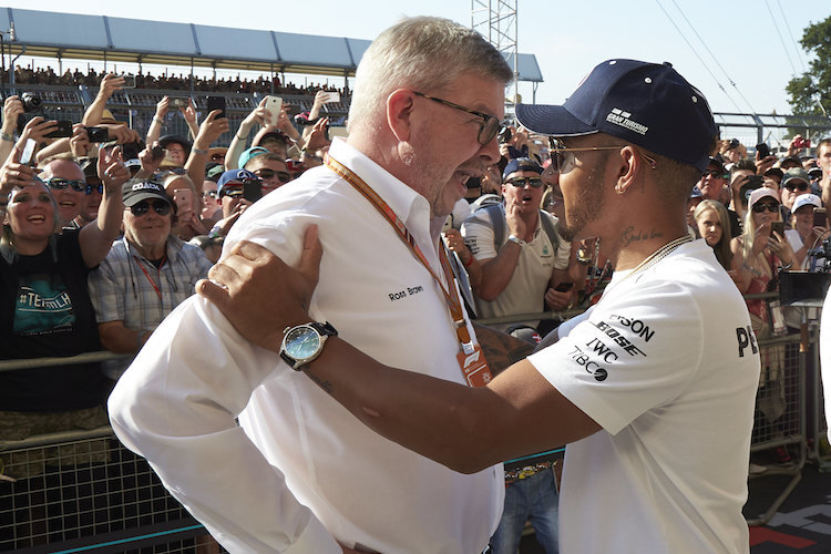 Ross Brawn und Lewis Hamilton 2018 in Silverstone