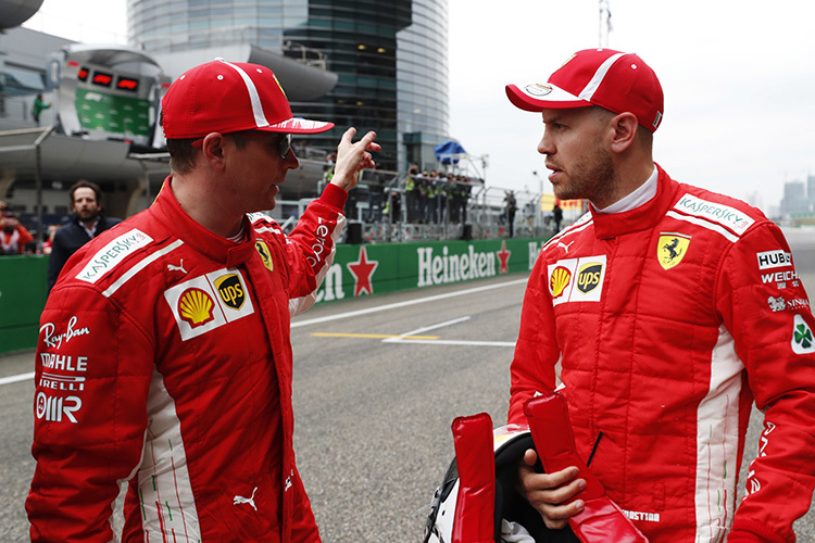 Kimi Räikkönen und Sebastian Vettel in China