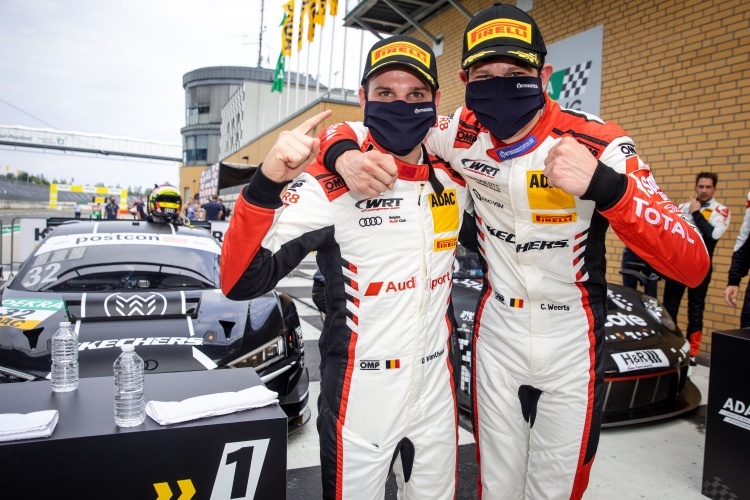 Dries Vanthoor (li.) und Charles Weerts gewannen Lauf zwei des ADAC GT Masters auf dem Lausitzring