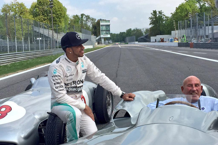 Sir Stirling Moss und Lewis Hamilton durften in Monza in den legendären W196 R Gas geben