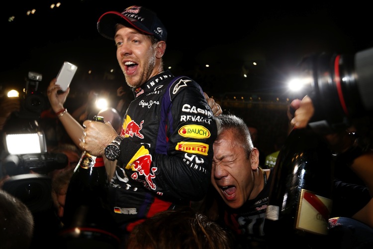 Sebastian Vettel feiert den Titelgewinn