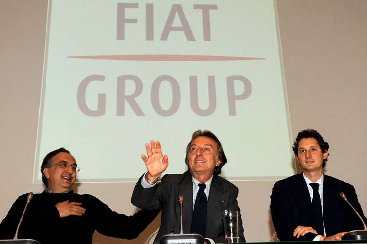 Fiat-CEO Marchionne, Ferrari-Chef Montezemolo, Fiat-Präsident Elkann