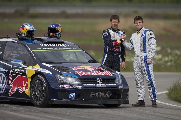 Sébastien Ogier (li.) und Magnus Carlsen