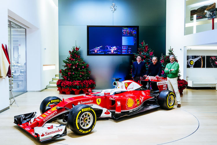 Technikchef Mattia Binotto, Ferrari-Präsident Sergio Marchionne, Teamchef Maurizio Arrivabene