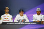 Daniel Ricciardo mit Nico Rosberg und Lewis Hamilton in Singapur
