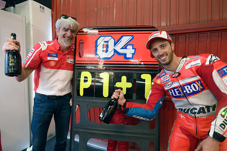 2017 und 2018 feierte Gigi Dall’Igna (li.) mit Andrea Dovizioso MotoGP-WM-Rang 2