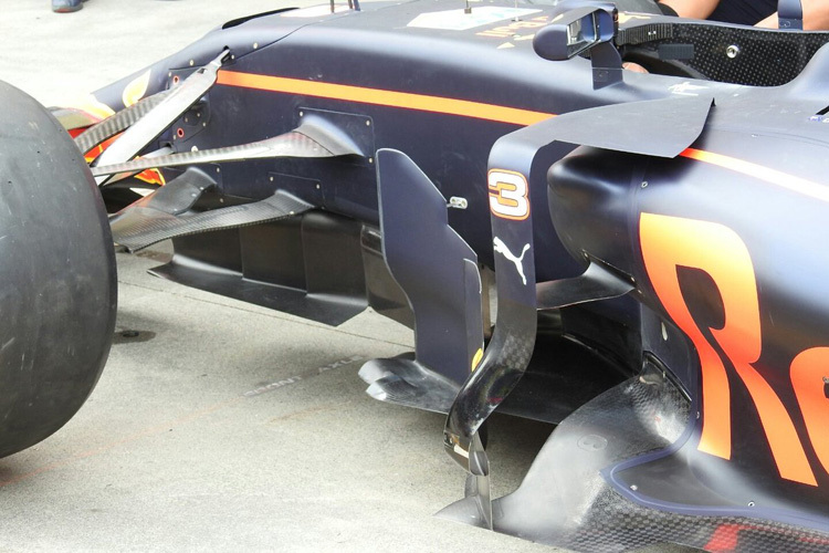 Die neuen Luftleit-Elemente am Red Bull Racing RB13