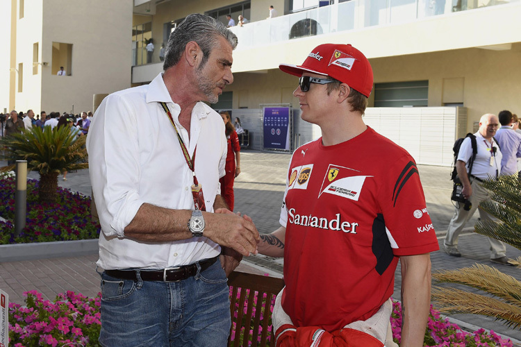Maurizio Arrivabene und Kimi Räikkönen in Abu Dhabi