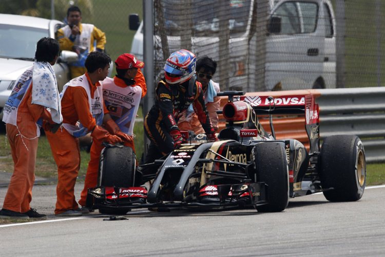 Gleich zwei Mal streikte bei Romain Grosjeans Lotus das Getriebe