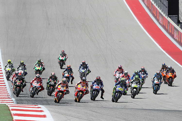 Das Feld der MotoGP-Klasse mit sechs Herstellern