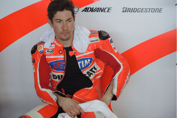 Ducati-Fahrer Nicky Hayden blieb auf seiner Mittwoch-Zeit sitzen