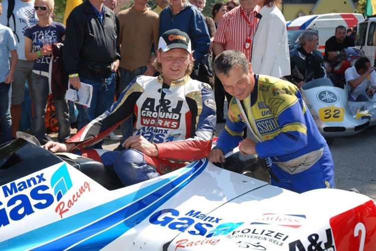 Die ehemaligen Gespann-Weltmeister Klaus Klaffenböck und Rolf Biland