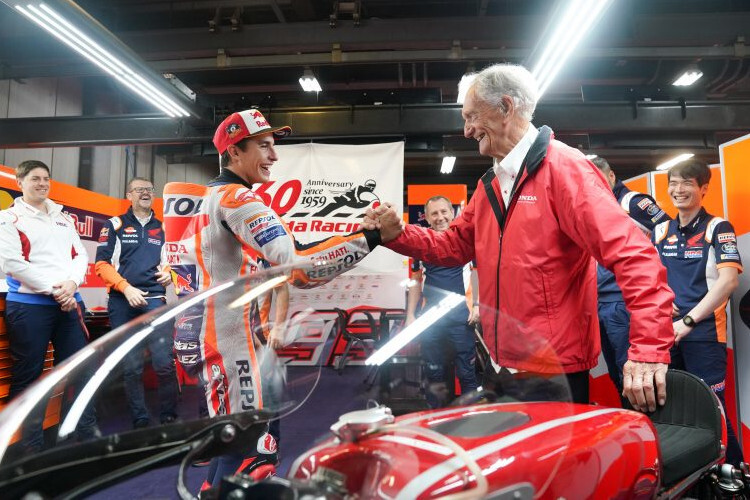 MotoGP-Weltmeister Marc Márquez (26) traf 2019 auf Jim Redman (88)