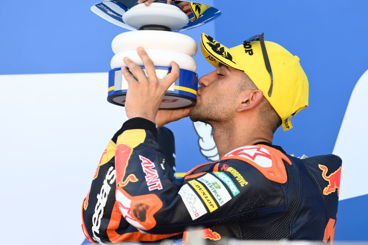 Jorge Martin genoss es in Aragón sichtlich, wieder auf dem Moto2-Podium zu stehen