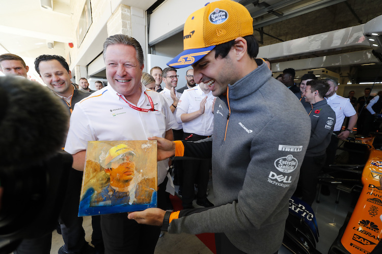 Zak Brown und Carlos Sainz 2019 in Austin/Texas