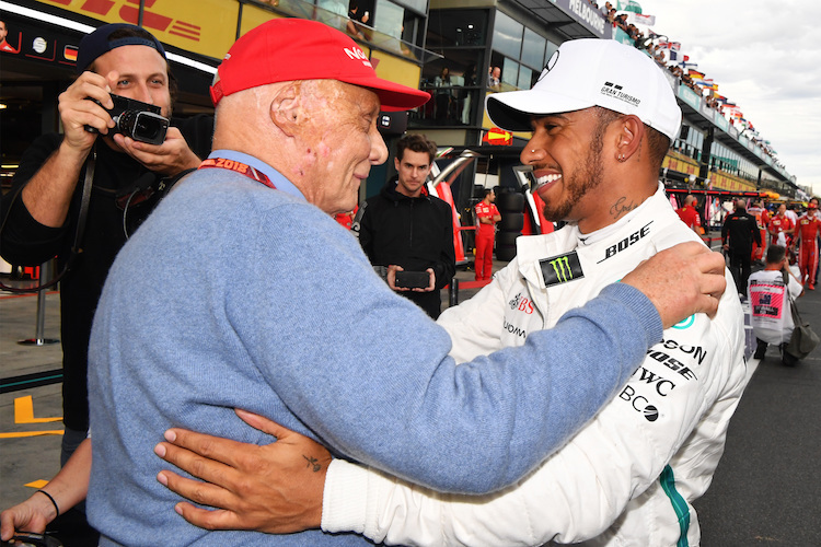 Niki Lauda und Lewis Hamilton in Melbourne 2018