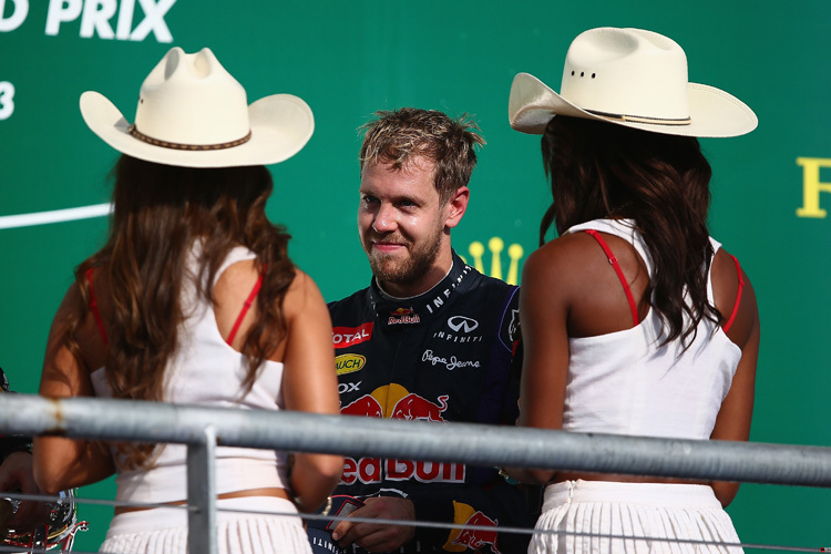 Sebstian Vettel: Auf dem Austin-Siegerpodest 2013 charmant empfangen
