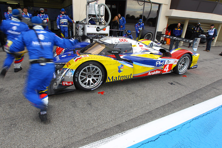 Üben, üben, üben: Die Oreca-Crew mit ihrem Peugeot 908