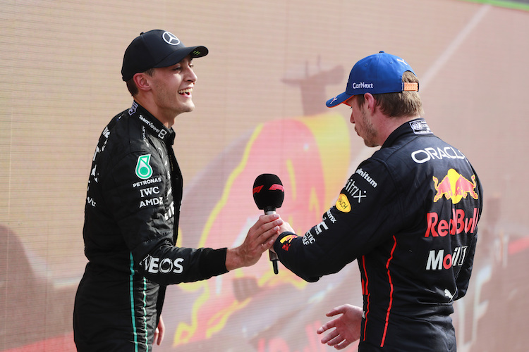 George Russell und Max Verstappen