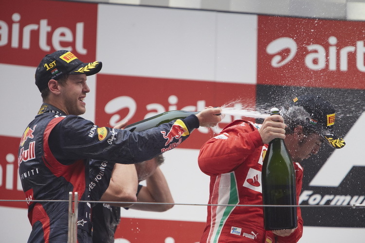 Auch auf dem Podest bleibt Vettel der Sieger