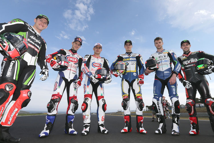 Sykes, Rea, Haslam, Davies, Camier und Laverty - die britische Fraktion auf Phillip Island