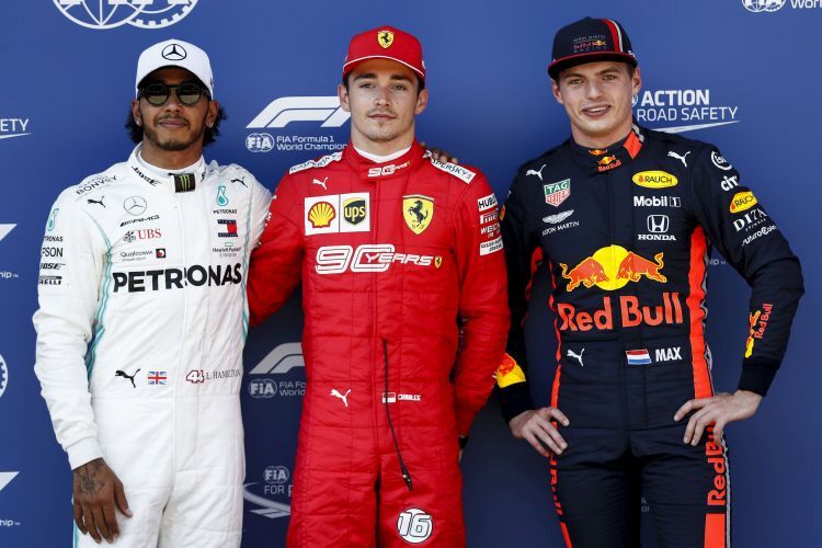 Lewis Hamilton, Charles Leclerc & Max Verstappen