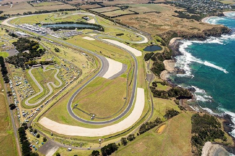 Die Rennstrecke auf Phillip Island aus der Vogelperspektive