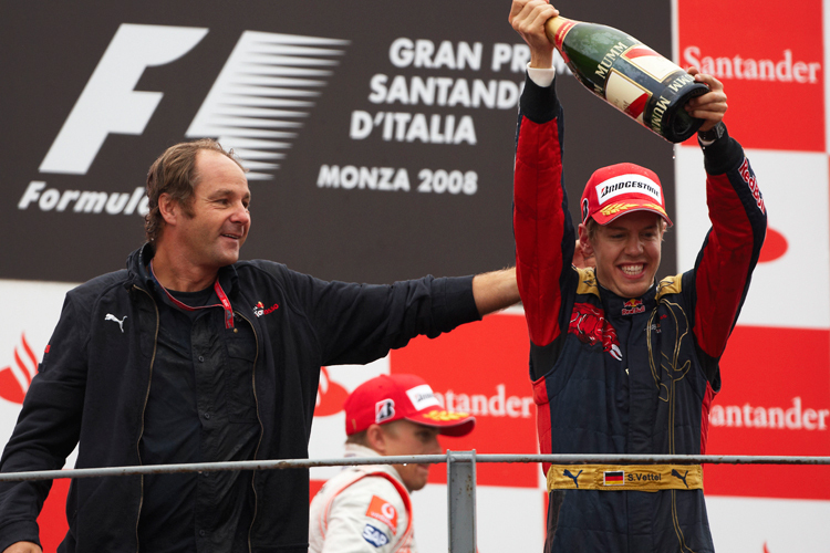 Gerhard Berger und Sebastian Vettel 2008 in Monza