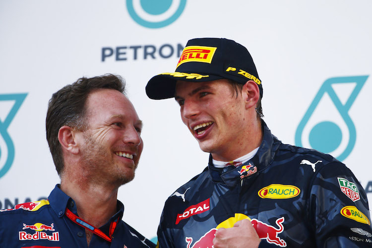 Christian Horner mit Max Verstappen in Malaysia