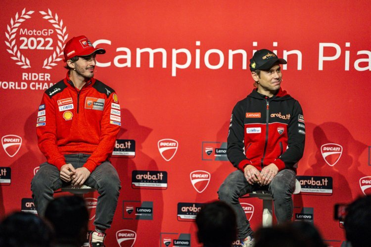 Die beiden Ducati-Weltmeister Pecco Bagnaia und Alvaro Bautista